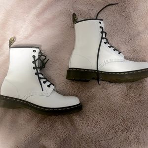 White leather dr martens boots